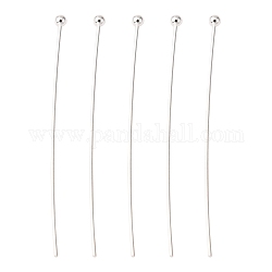 Brass Ball Head Pins, Silver Color Plated, Size: about 0.6mm thick(22 Gauge), 40mm long, head: 1.5mm