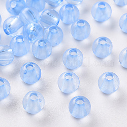 Perles en acrylique transparente, ronde, bleuet, 6x5mm, Trou: 1.8mm, environ 440 pcs/50 g