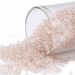 Toho perles de rocaille rondes, Perles de rocaille japonais, (106) rosaline lustrée transparente, 15/0, 1.5mm, Trou: 0.7mm, à propos 3000pcs / bouteille, 10 g / bouteille