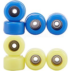 Roues de skateboard en plastique fingerinspire, avec roulement en acier, couleur mixte, 7.5x4.5mm, Trou: 1.4mm, 8 pcs / boîte