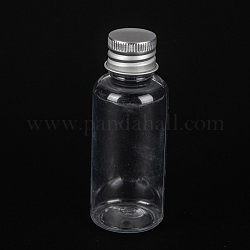 Haustier-Kunststoff-Mini-Aufbewahrungsflasche, Reiseflasche, für kosmetik, Sahne, Lotion, Flüssigkeit, mit Alu-Schraubdeckel, Platin Farbe, 2.9x7.7 cm, Kapazität: 30 ml (1.01 fl. oz)
