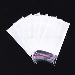 Sacs de cellophane de film de perle, matériel opp, scellage auto-adhésif, avec trou de suspension, rectangle, blanc, 10~10.2x5 cm, épaisseur unilatérale: 0.045 mm, mesure intérieure: 5.7x5 cm
