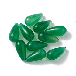 Vert perles naturelles onyx agate, pas de trous / non percés, teints et chauffée, larme, verte, 18.5x9mm