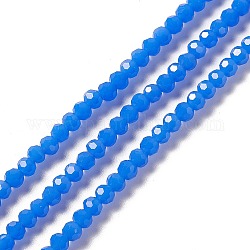 Facettierte (32 Facetten) Glasperlenstränge, Runde, Verdeck blau, 4 mm, Bohrung: 1 mm, ca. 99~107 Stk. / Strang, 14.09~15.43'' (35.8~39.2 cm)