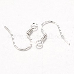 Ganchos del pendiente de hierro, cable de oreja, con lazo horizontal, Sin cadmio y níque y plomo, Platino, 15~16x20~22mm, agujero: 2 mm