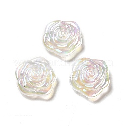 Placage uv perles acryliques irisées arc-en-ciel, avec métal enlacé, rose, clair, 28x30x10.5mm, Trou: 1.6mm