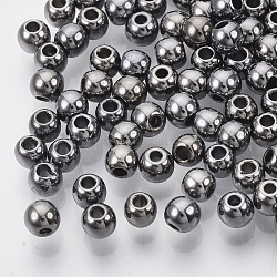 CCB perles en plastique, ronde, gunmetal, 3.5~4x3.5mm, Trou: 1mm, environ 16000 pcs/500 g