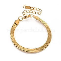 Placage ionique (ip) 304 bracelet chaîne à chevrons en acier inoxydable pour hommes femmes, véritable 18k plaqué or, large: 5 mm, 5-7/8 pouce (15 cm)