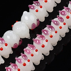Handmade Bumpy Lampwork Beads Strands, Rabbit, Plum, 14.5~16x10x14~15mm, Hole: 1mm, about 45pcs/strand, 17.32 inch~17.72 inch(44cm~45cm)