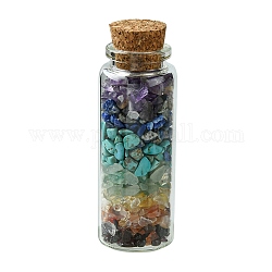 Decoración de botella de los deseos de vidrio, curación de chakras botellas, Equilibrio de piedras preciosas wicca, con cuentas de piedras preciosas mixtas sintéticas y naturales que flotan en el interior, 27x77mm