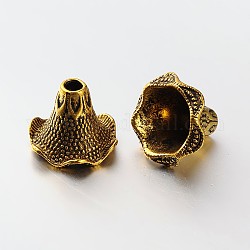 6 -petal tibetischen Stil Legierung Perlenkappen, Antik Golden, 18x21 mm, Bohrung: 4 mm