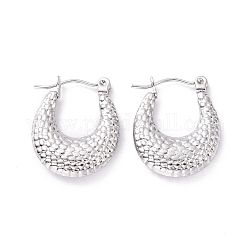 304 Stainless Steel Chunky Crescent Moon Hoop Earrings for Women, Stainless Steel Color, 20.5x17x4mm, Pin: 0.8mm