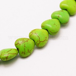 Herz synthetischen Türkis Perlen Stränge, gefärbt, grün, 12x12x5 mm, Bohrung: 1 mm, ca. 36 Stk. / Strang, 15.7 Zoll