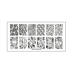 Набор шаблонов для дизайна ногтей из нержавеющей стали, шаблоны для ногтей, набор шаблонов для маникюра прямоугольной формы, животное рисунок, 120x60x0.5 мм