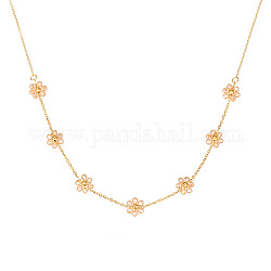 Colliers avec pendentif en perles de fleurs en acier inoxydable plaqué or véritable 18k pour femmes, bisque, 17.72 pouce (45 cm)