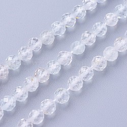 Brins de perles de topaze blanche naturelle, facette, ronde, 4~4.5mm, Trou: 0.6mm, Environ 90~100 pcs/chapelet, 14.5~16.1 pouce (37~41 cm)