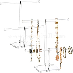 Espositore per gioielli in acrilico da 2 t bar, portagioielli, per appendere collane orecchini bracciali, chiaro, 10.15x24.1x25.4cm