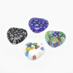 Cabochons di vetro millefiori fatto a mano, cuore, colore misto, 28~30x28~30x5~6.5mm