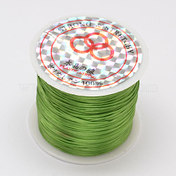 Cuerda de cristal elástica plana, Hilo de cuentas elástico, para hacer la pulsera elástica, verde amarillo, 0.8mm, alrededor de 54.68 yarda (50 m) / rollo