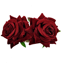 Pettini di ferro, con fiore di velluto, rosso scuro, 90x60mm
