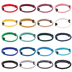 Anattasoul Set di 20 braccialetti con cordino in poliestere intrecciato a 20 colori, bracciali regolabili atletici per uomo donna, colore misto, diametro interno: 1-3/4~3-3/8 pollice (4.5~8.5 cm), 1pc / color