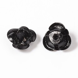 Los abalorios de aluminio de la flor, negro, 7x4mm, agujero: 1 mm