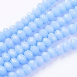 Glass Beads Strands, Imitation Jade Style, Faceted, Rondelle, Cornflower Blue, 8x6mm, Hole: 1mm, about 68~70pcs/strand, 15inch