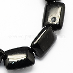 Rectangle Shaped Dyed Natural Black Agate Stone Beads Strands, Black, 18x13x6mm, Hole: 1mm, about 22pcs/strand, 15.7 inch