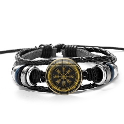 Mehrsträngige Armbänder aus geflochtenen Perlen aus Legierung, Wikinger-Runenarmband aus Glas, golden, Muster: 3/4 Zoll (2cm)