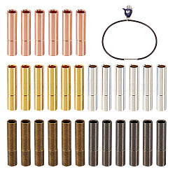 Olycraft 30 Sets 5 Colors Brass Bayonet Clasps, Column, Leather Cord Clasps Findings, Mixed Color, 14x3mm, Hole: 1.7mm, 6 sets/color