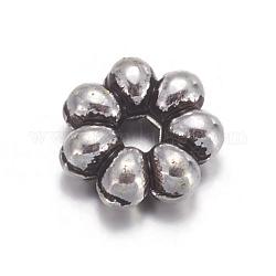 Tibet silber spacer perlen, Bleifrei und cadmium frei, Blume, Antik Silber Farbe, ca. 6 mm Durchmesser, 2 mm dick, Bohrung: 1.5 mm