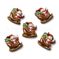 Weihnachtliche Cabochons aus undurchsichtigem Harz, Weihnachtsmann, Kokosnuss braun, 19.5x17.5x4.5 mm