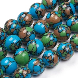 Chapelets de perles en turquoise synthétique, teinte, ronde, colorées, 14mm, Trou: 1mm, Environ 28 pcs/chapelet, 15.7 pouce (40 cm)