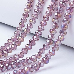 Chapelets de perles en verre électroplaqué, de couleur plaquée ab , facette, rondelle, vieille rose, 2.5x2mm, Trou: 0.4mm, Environ 199 pcs/chapelet, 13.4 pouce (34 cm)