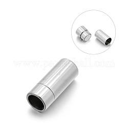 Smooth 304 Stainless Steel Column Magnetic Clasps with Glue-in Ends, Stainless Steel Color, 19x8mm, Hole: 6mm