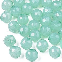Perles en acrylique de gelée d'imitation, facette, ronde, aigue-marine moyenne, 10x9.5mm, Trou: 1.8mm, environ 890 pcs/500 g