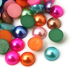 Imitation Pearl Acrylic Cabochons, Half Round/Dome, Mixed Color, 9x4.5mm, about 2000pcs/bag