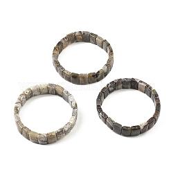 Stretch-Armbänder aus natürlichem mexikanischem Achat mit rechteckigen Perlen, Fliesenarmband, Innendurchmesser: 2-3/8~2-1/2 Zoll (6~6.3 cm)