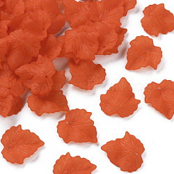 Transparente gefrostete Acrylanhänger des Herbstthemas, Ahornblatt, orange rot, 24x22.5x3 mm, Bohrung: 1 mm