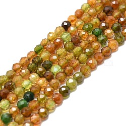 Chapelets de perles en tourmaline naturelle, facette, ronde, 3mm, Trou: 0.7mm, Environ 132 pcs/chapelet, 15.16''~15.55'' (38.5~39.5 cm)