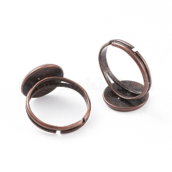 Componentes de anillo de latón ajustable, sin níquel, cobre rojo, 17mm, Bandeja: aproximamente 12 mm