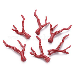 Perline corallo sintetico, ramo, tinto, rosso scuro, 43.5~44.5x34x7.5mm, Foro: 1.5 mm