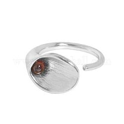 925 anello aperto in argento sterling, anelli regolabili da donna con semplici zirconi floreali a forma di fiore, argento, 12.5mm, diametro interno: noi taglia 6 (16.5 mm)