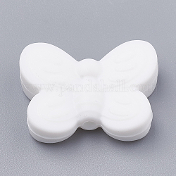 Perle di silicone ecologiche per uso alimentare, masticare perline per i denti, fare collane fai-da-te fai-da-te, farfalla, bianco, 20x25x6mm, Foro: 2 mm