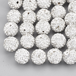 Perles de strass en pâte polymère manuelles, ronde, Perles de boule pavé disco , cristal, pp13 (1.9~2mm), 7 rangs de strass, 11.5~12mm, Trou: 1.4mm