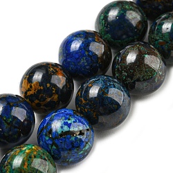 Natürliche Azurit Perlen Stränge, Runde, 10 mm, Bohrung: 0.9 mm, ca. 38~40 Stk. / Strang, 15.47''~15.87'' (39.3~40.3 cm)
