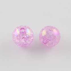 Bubblegum AB Color Transparent Crackle Acrylic Round Beads, Violet, 20mm, Hole: 2.5mm, about 100pcs/500g