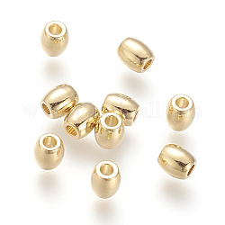 Abalorios de latón, sin níquel, real 18k chapado en oro, oval, 4.5x4mm, agujero: 2 mm