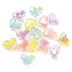 Transparent Acrylic Beads, Bead in Bead, Heart, Mixed Color, 15x21x11.5mm, Hole: 3mm