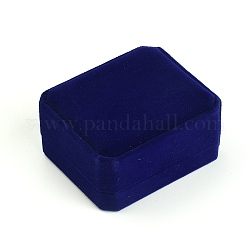 Cajas colgantes de terciopelo rectangular, con flip, azul medianoche, 8.2x7 cm